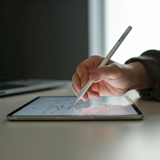 Mãos criativas esboçando conceitos em um tablet digital em um estúdio luminoso